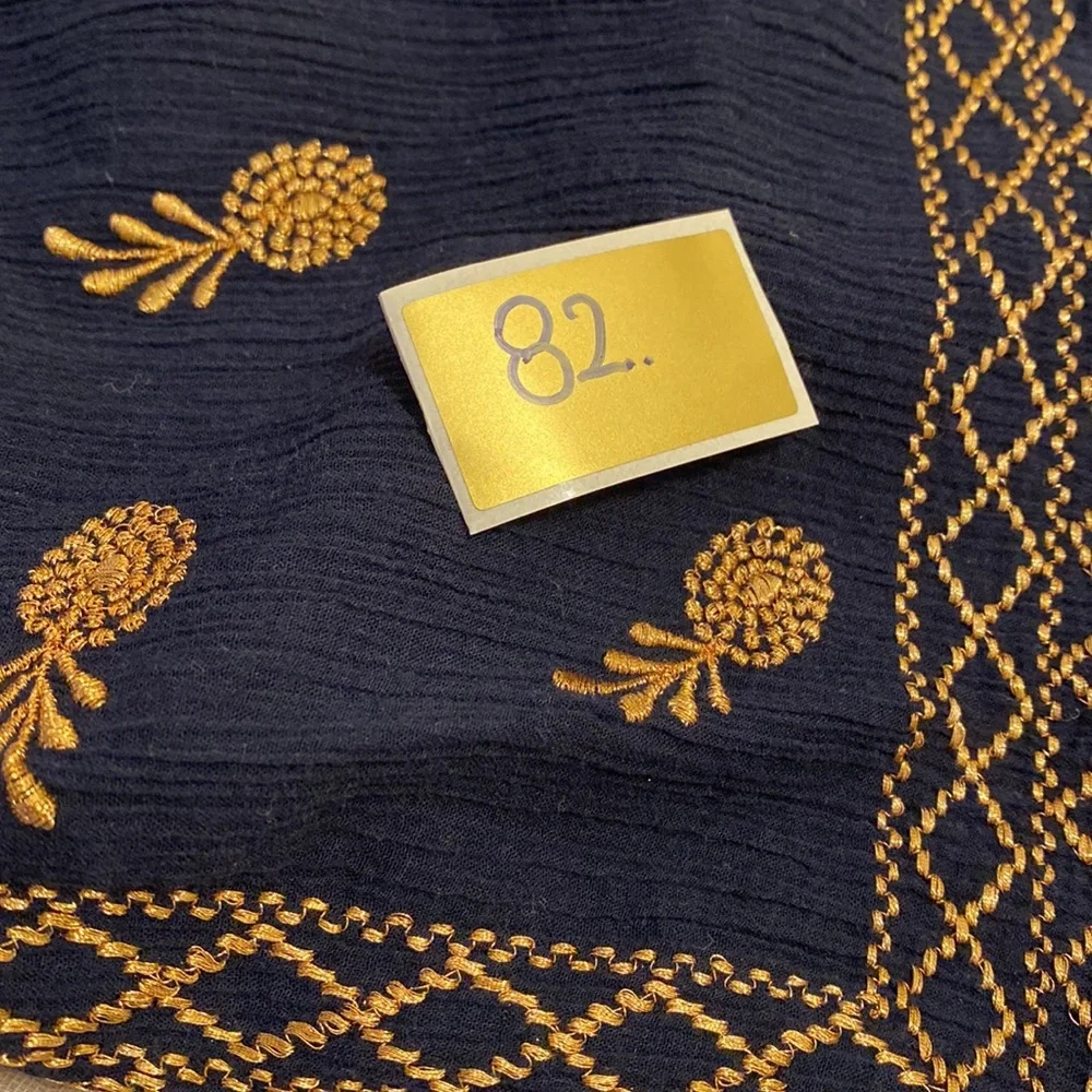 J. Crew Dark Blue Shorts with Tan Embroidery. Size S